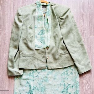 Morgan Miller Mint Green Suit with Patterned Scarf